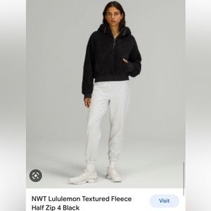 Lululemon textured fleece half zip hoodie black 12 fits most sizes